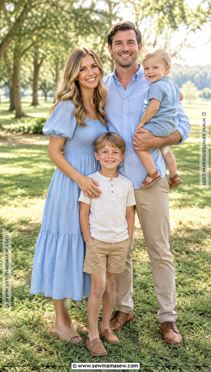 Light Blue And Khaki September Family Photo Outfits - 20 september family photos outfits