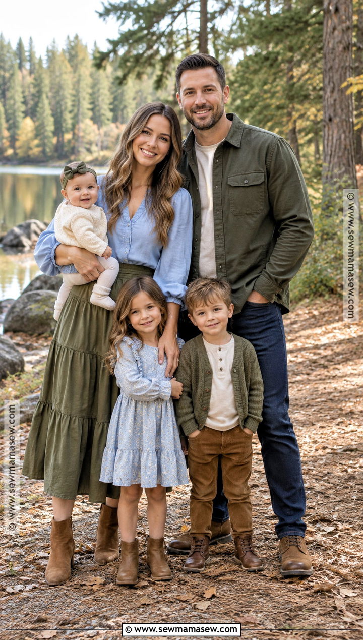 Light Blue And Olive Family Photo Outfits - 15 blue family pictures outfits fall