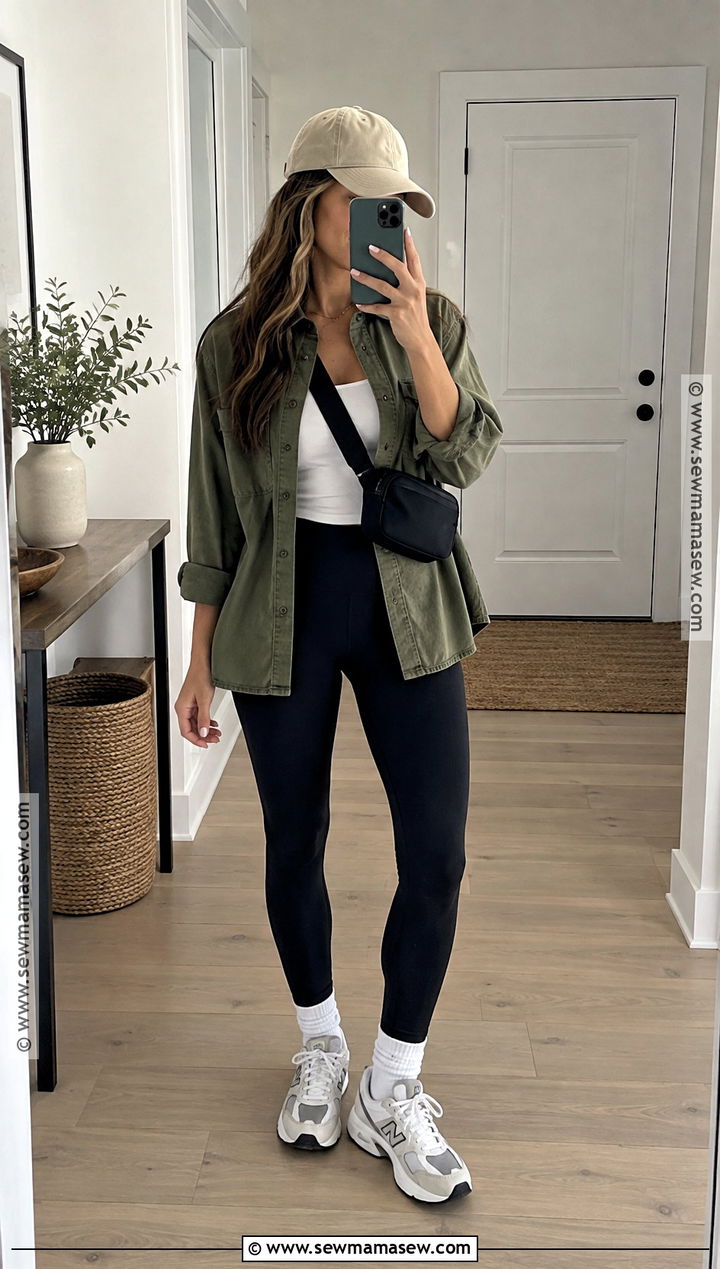 Light Fall Outfit With Overshirt And Leggings - 20 light fall outfits
