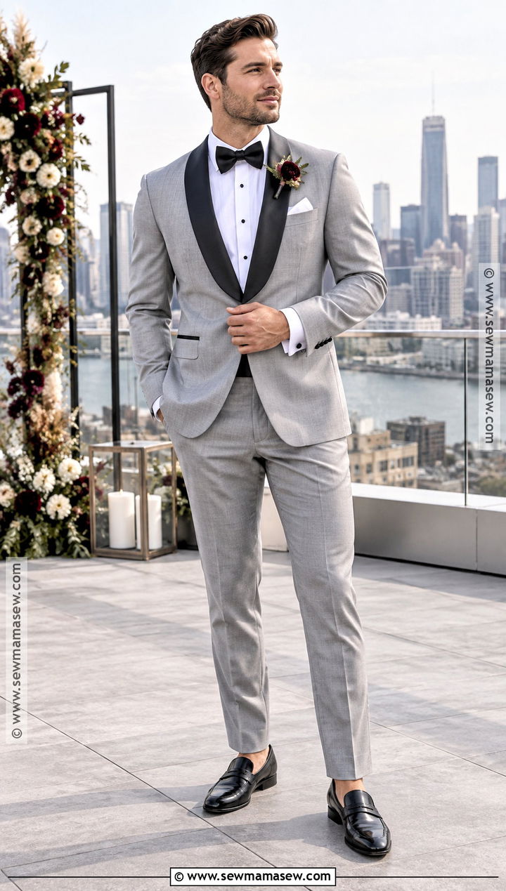 Light Gray Fall Wedding Tuxedo - 20 fall wedding tux groom attire ideas