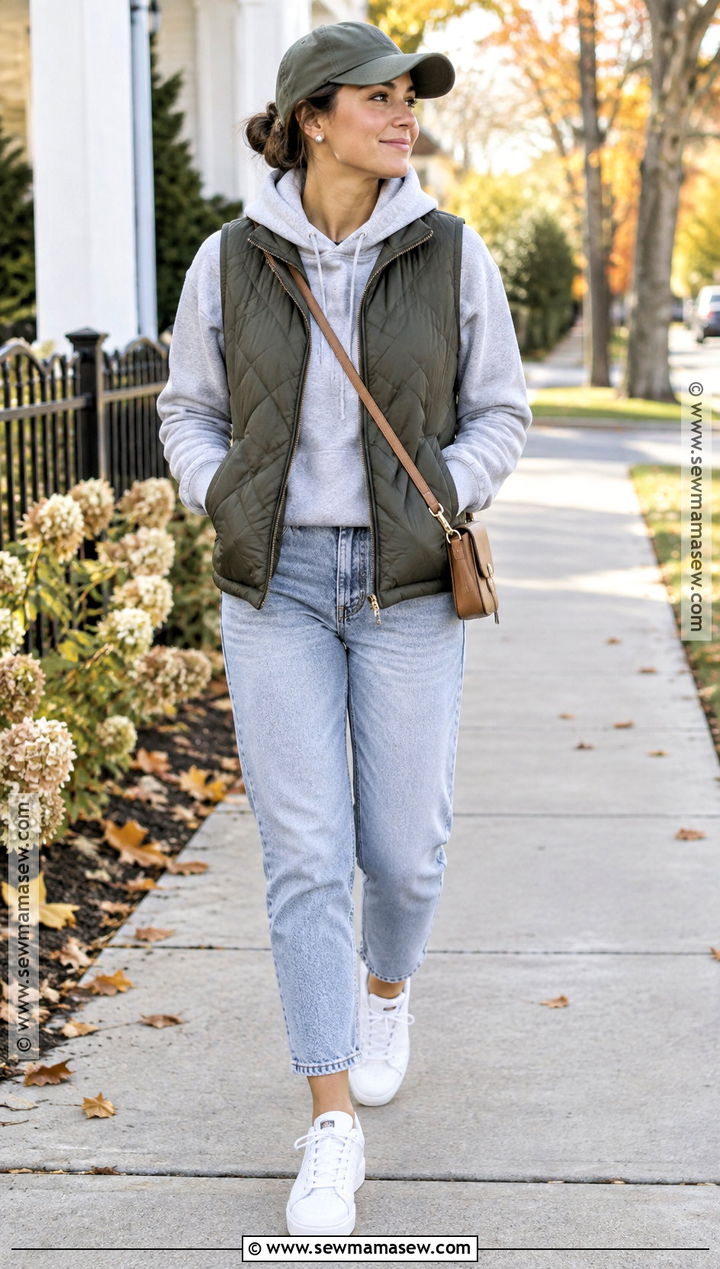 Light Mom Jeans With Hoodie And Sneakers - 15 Light Mom Jeans Outfit Fall