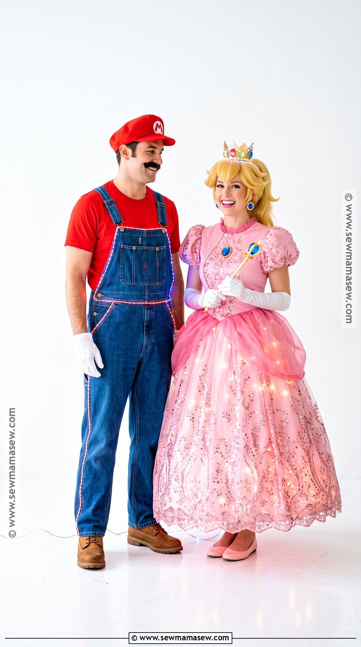 Light Up Mario And Peach Couple Costume - 30 Mario And Peach Costumes for Couples