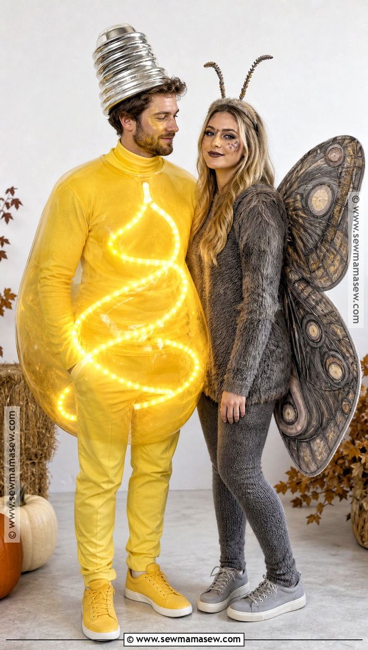 Lightbulb And Moth Couple Costume - 45 clever halloween costumes