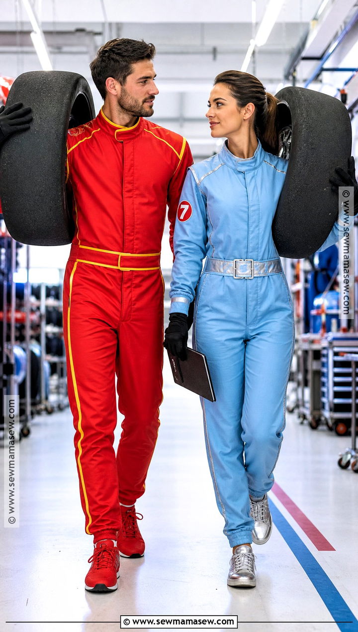 Lightning McQueen And Sally Pit Crew Costume - 30 cars couple costume ideas