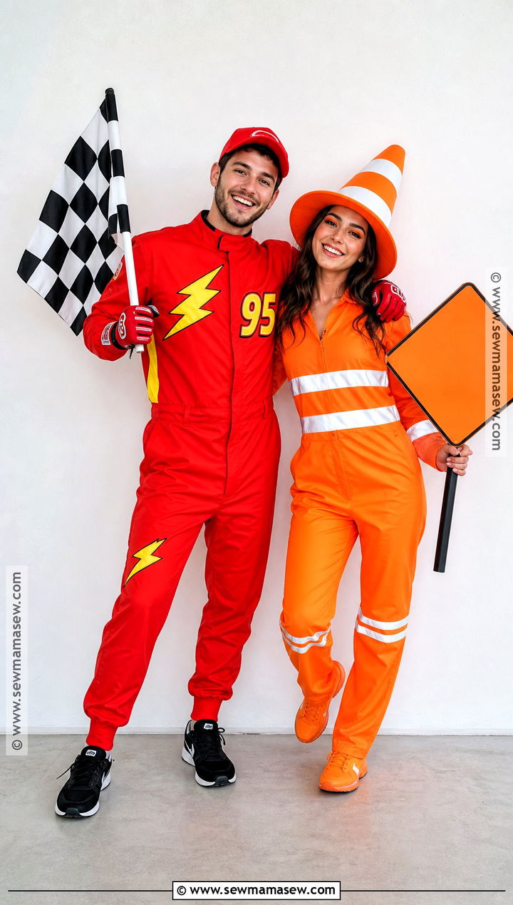 Lightning McQueen And Traffic Cone Couple Costume - 30 lightning mcqueen halloween costume ideas