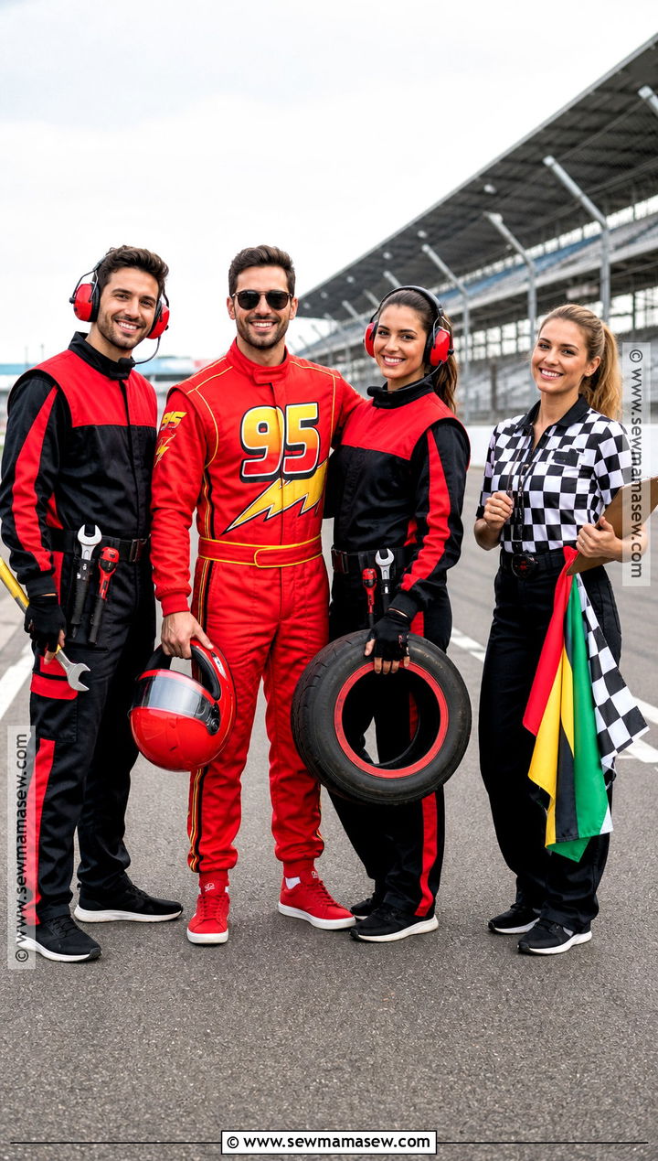 Lightning McQueen Race Day Group Costume - 30 lightning mcqueen halloween costume ideas