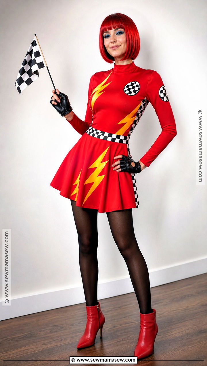 Lightning McQueen Skater Dress Costume - 30 Lightning Mcqueen Costume Ideas for Women