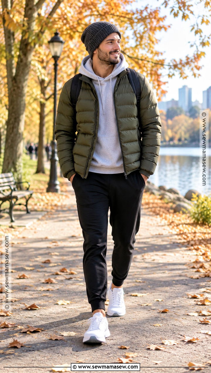 Lightweight Puffer Jacket With Hoodie And Joggers - 15 mens autumn jackets