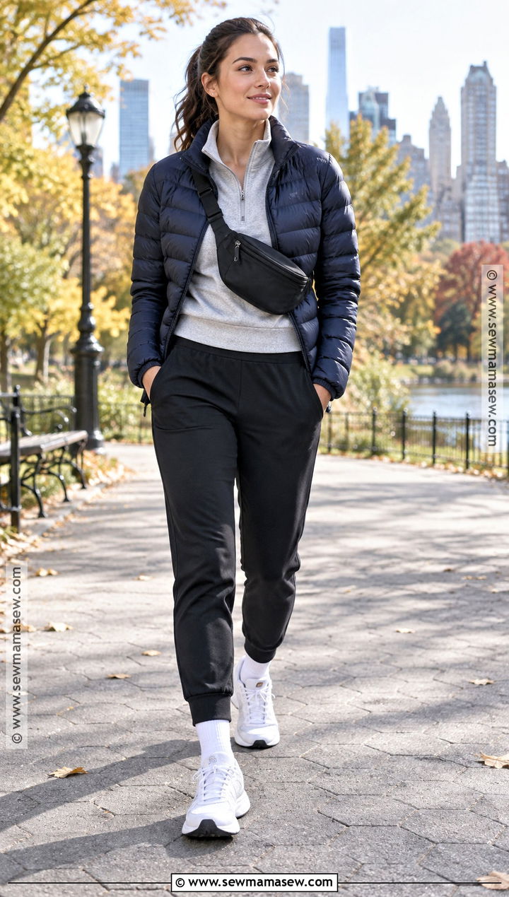 Lightweight Puffer Jacket With Joggers - 15 casual fall jackets for women