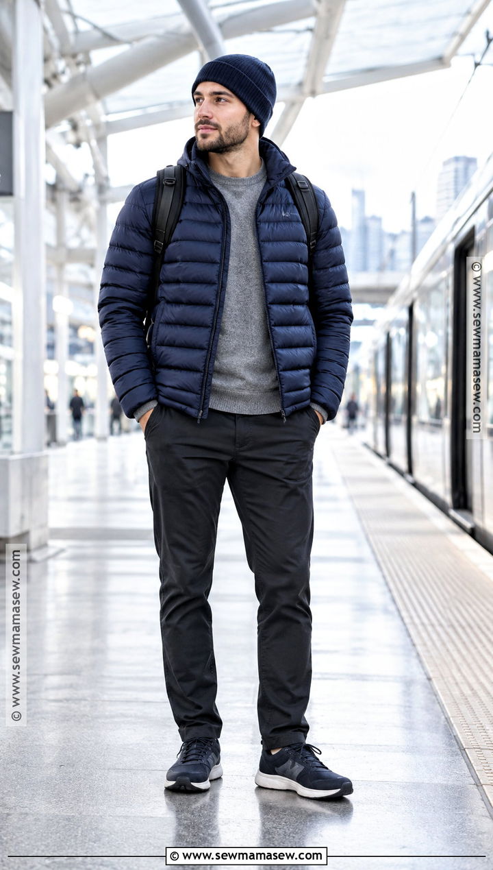 Lightweight Puffer Jacket With Merino Sweater And Chinos - 20 fall jackets for men