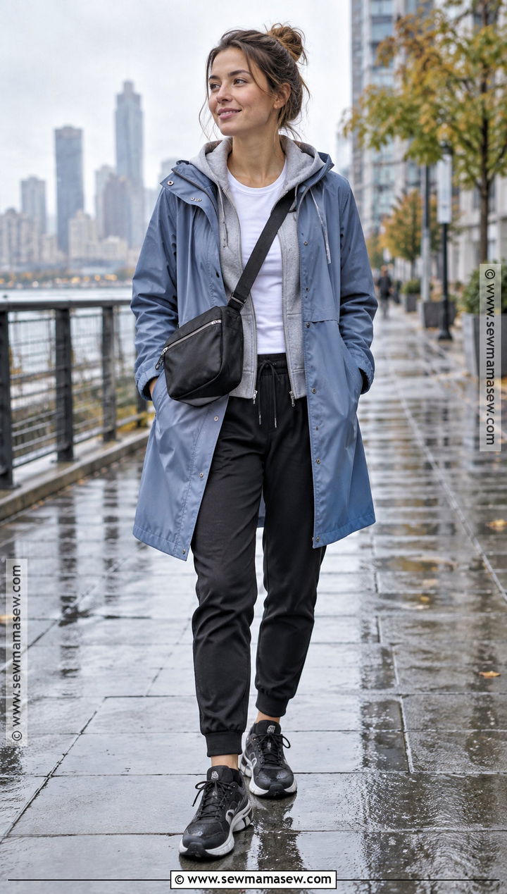 Lightweight Raincoat With Hoodie And Joggers - 20 Fall Outfits Coat