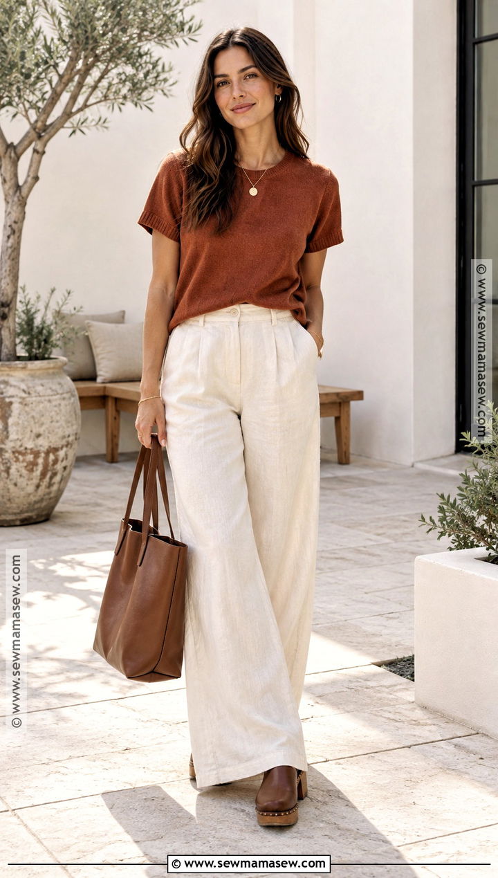 Lightweight Sweater And Linen Trousers Summer To Fall Outfit - 25 summer to fall outfits