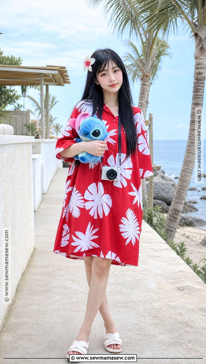 Lilo Costume With Red Leaf Dress - 30 disney dress up ideas