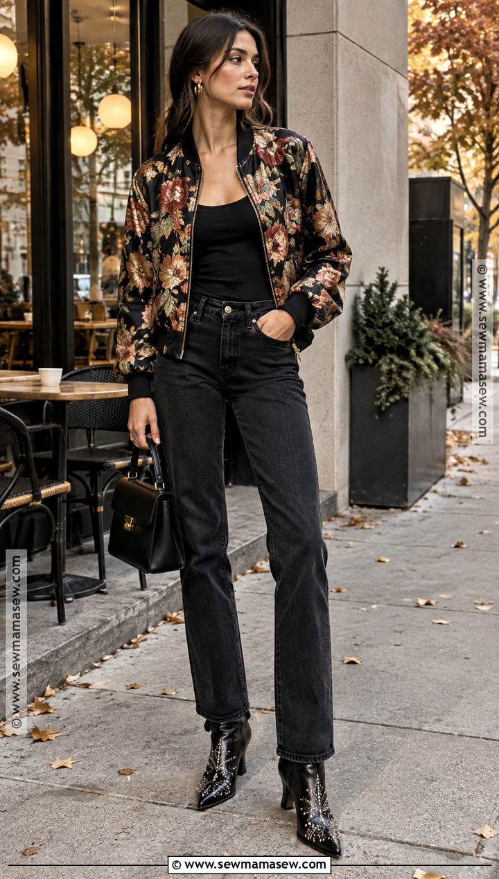 Lily Rose Depp Vintage Bomber And Black Jeans Outfit - 15 lily rose depp fall style ideas