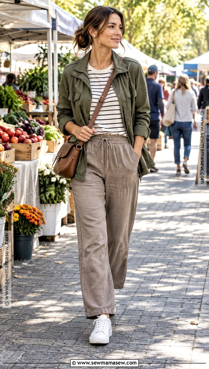 Linen Pants With A Utility Jacket - 25 linen pants fall outfit