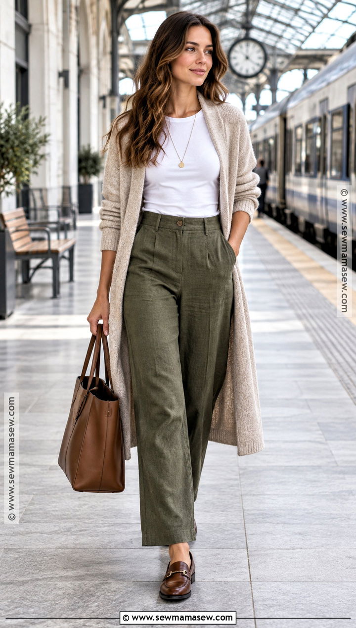 Linen Pants With Long Cardigan - 25 linen pants outfit fall