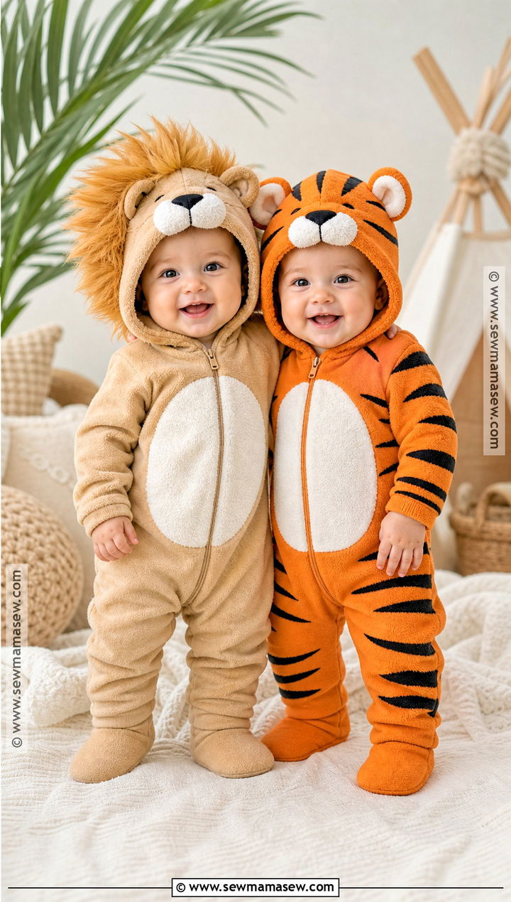 Lion And Tiger Twin Baby Costume - 30 twin halloween costumes for babies