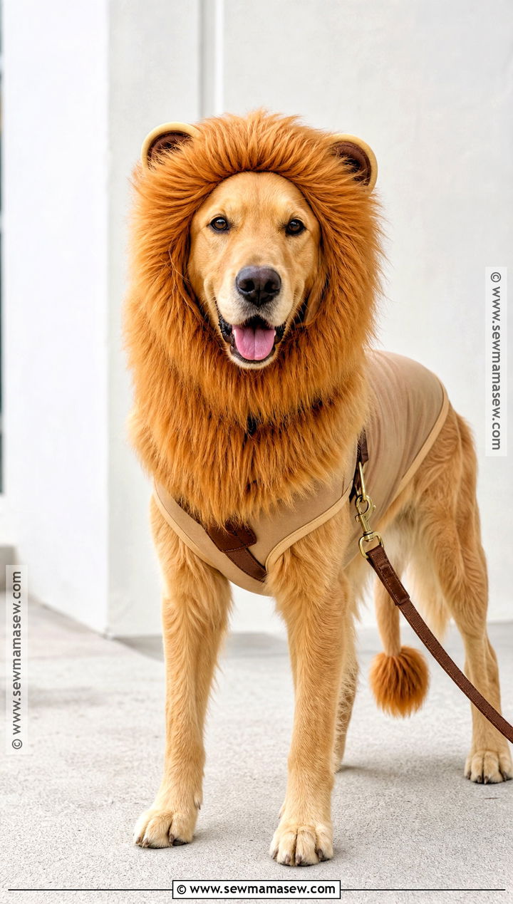 Lion Dog Costume With Faux Fur Mane - 35 dog costume ideas