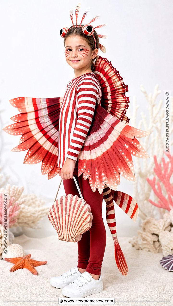 Lionfish Costume With Striped Fins - 30 fish costume ideas for kids