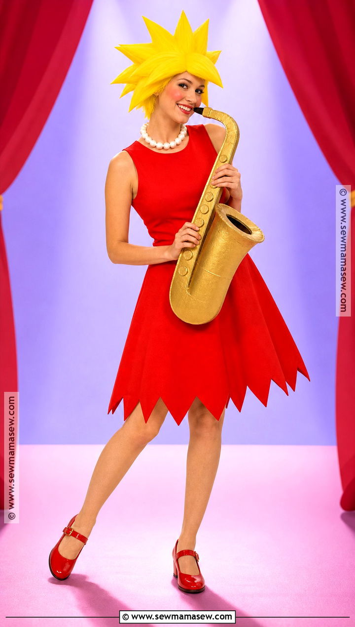 Lisa Simpson Costume With Red Dress - 35 Cartoon Costume Ideas for Women
