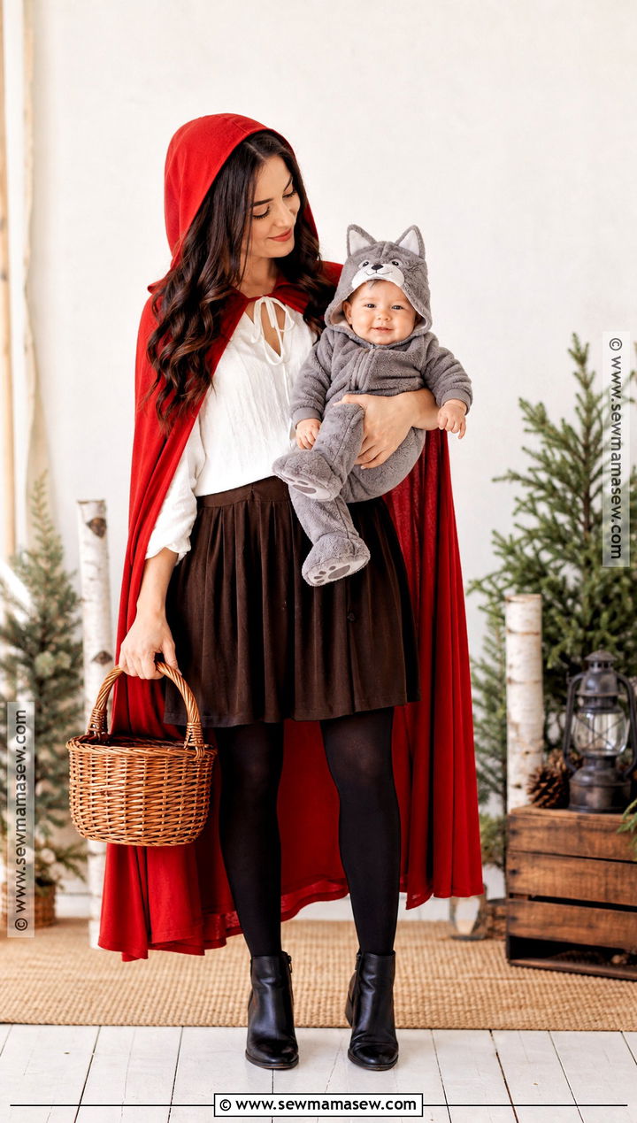 Little Red Riding Hood And Baby Wolf Costume - 35 mom and baby halloween costumes
