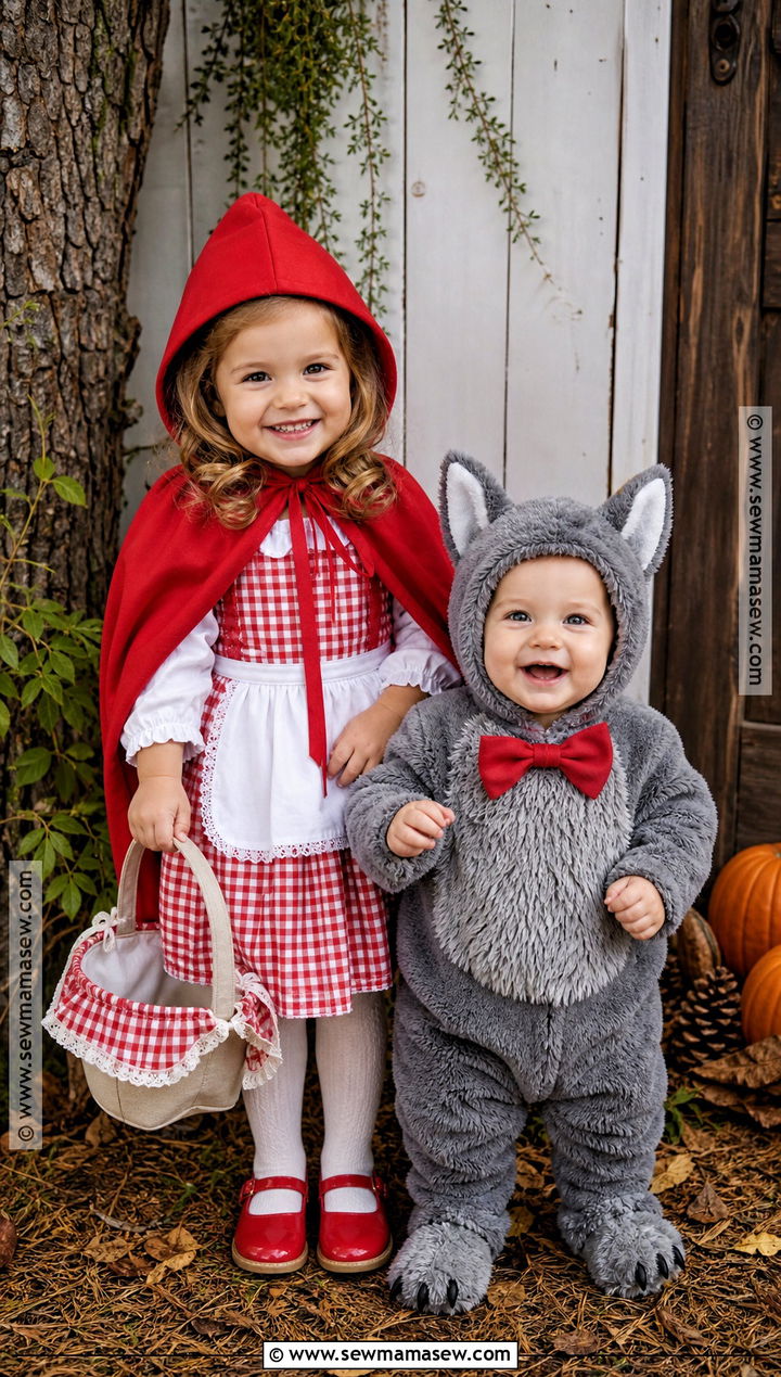 Little Red Riding Hood And Baby Wolf Costumes - 30 sister halloween costumes toddler for babies