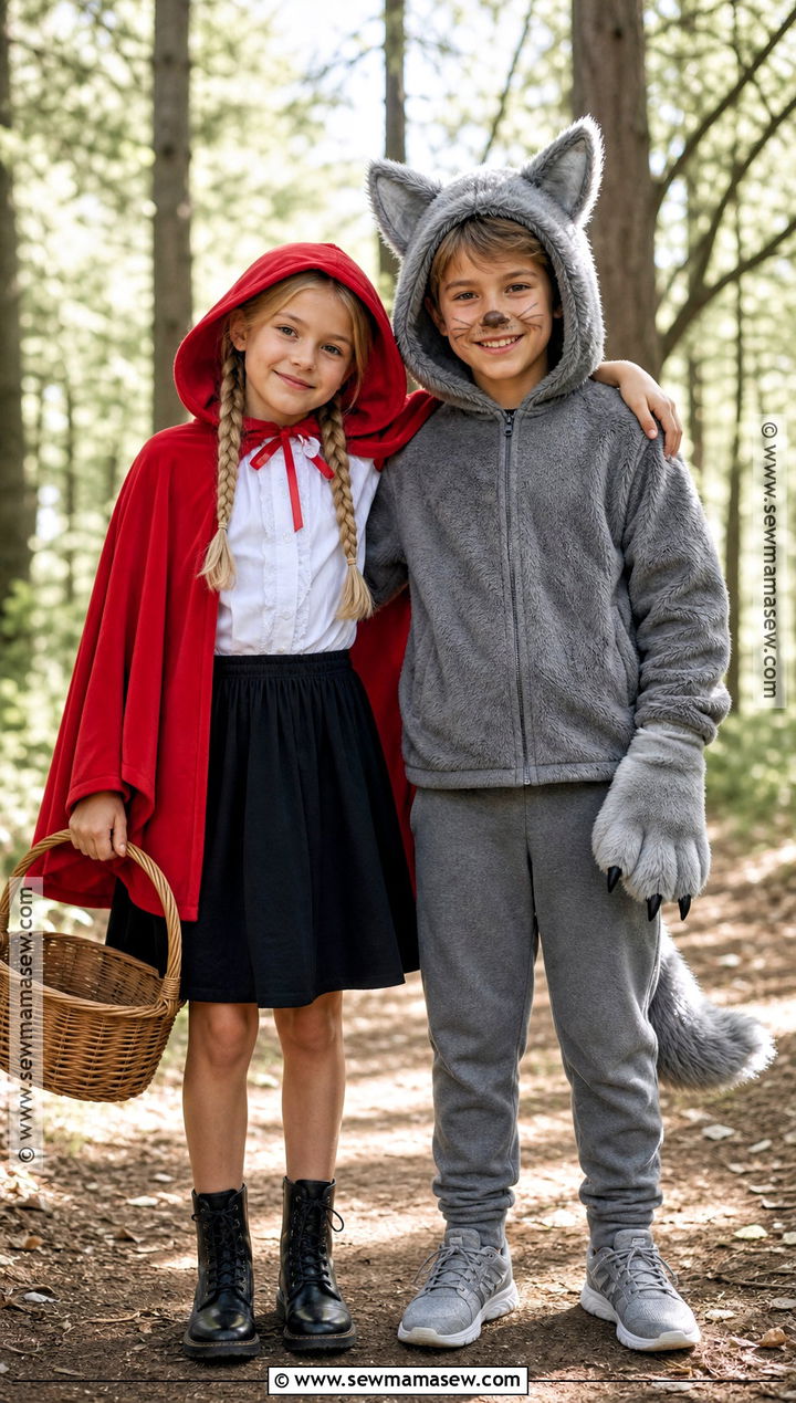Little Red Riding Hood And Wolf Costume - 30 brother sister halloween costumes for kids