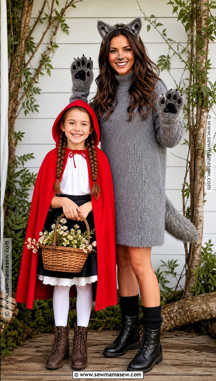 Little Red Riding Hood And Wolf Costume - 30 mom daughter halloween costumes