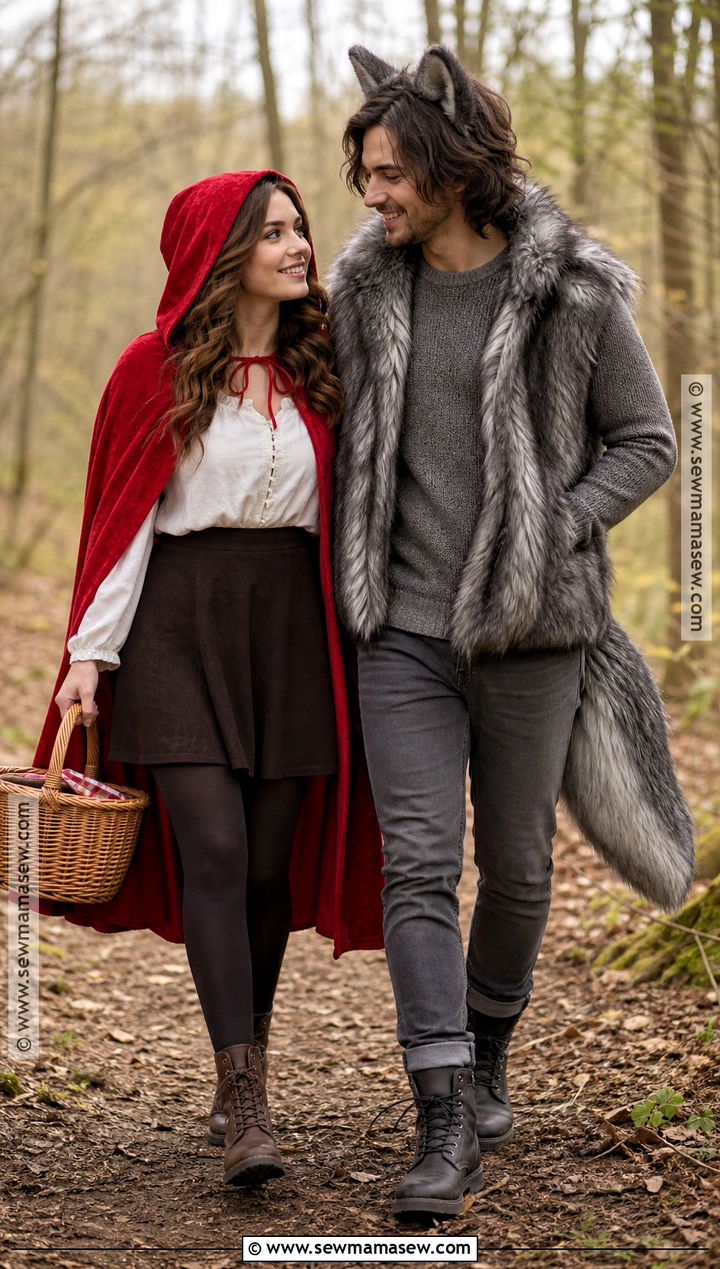 Little Red Riding Hood And Wolf Couples Costume - 40 Simple Couples Halloween Costume Ideas