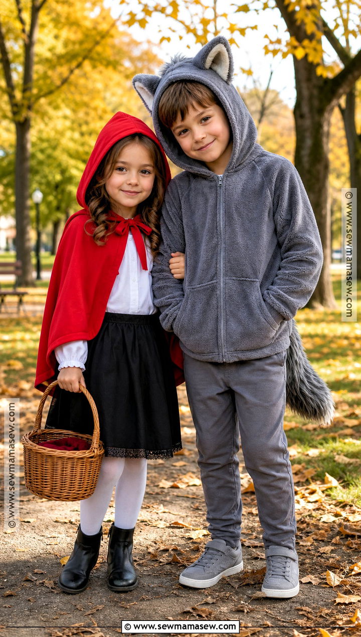 Little Red Riding Hood And Wolf Sibling Costume - 30 sibling halloween costumes boy and for girls
