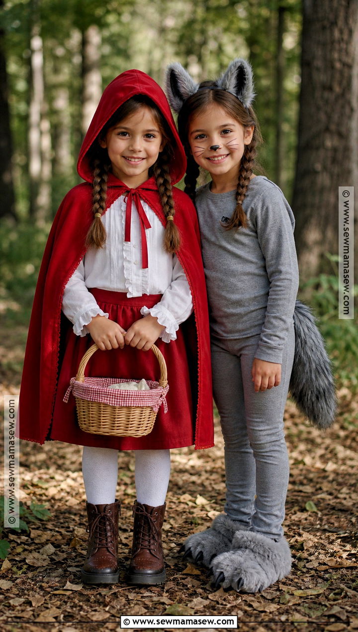 Little Red Riding Hood And Wolf Twins Costume - 30 twins costume ideas