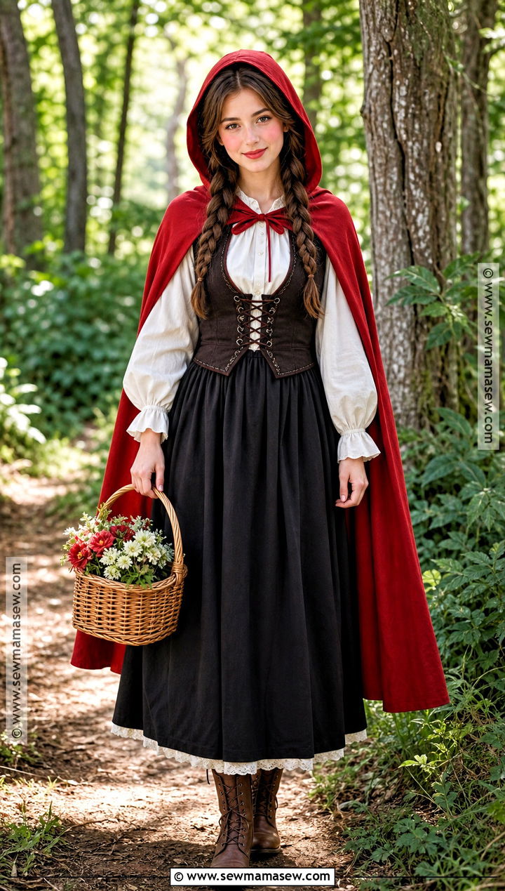Little Red Riding Hood Costume With Long Red Cape - 30 halloween costumes modest