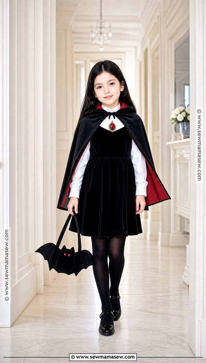 Little Vampire Costume With Red Cape - 35 girls halloween costumes for kids