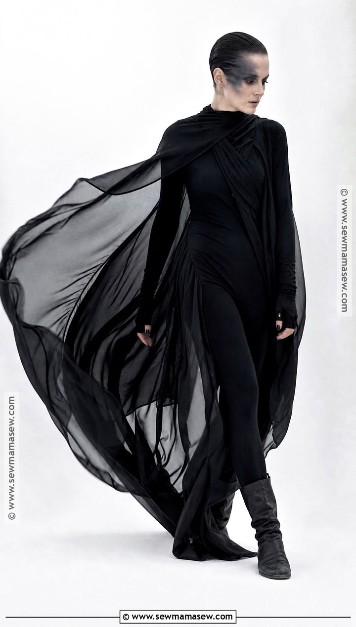 Living Shadow Costume With Flowing Black Layers - 30 All Black Halloween Costume Ideas for Women