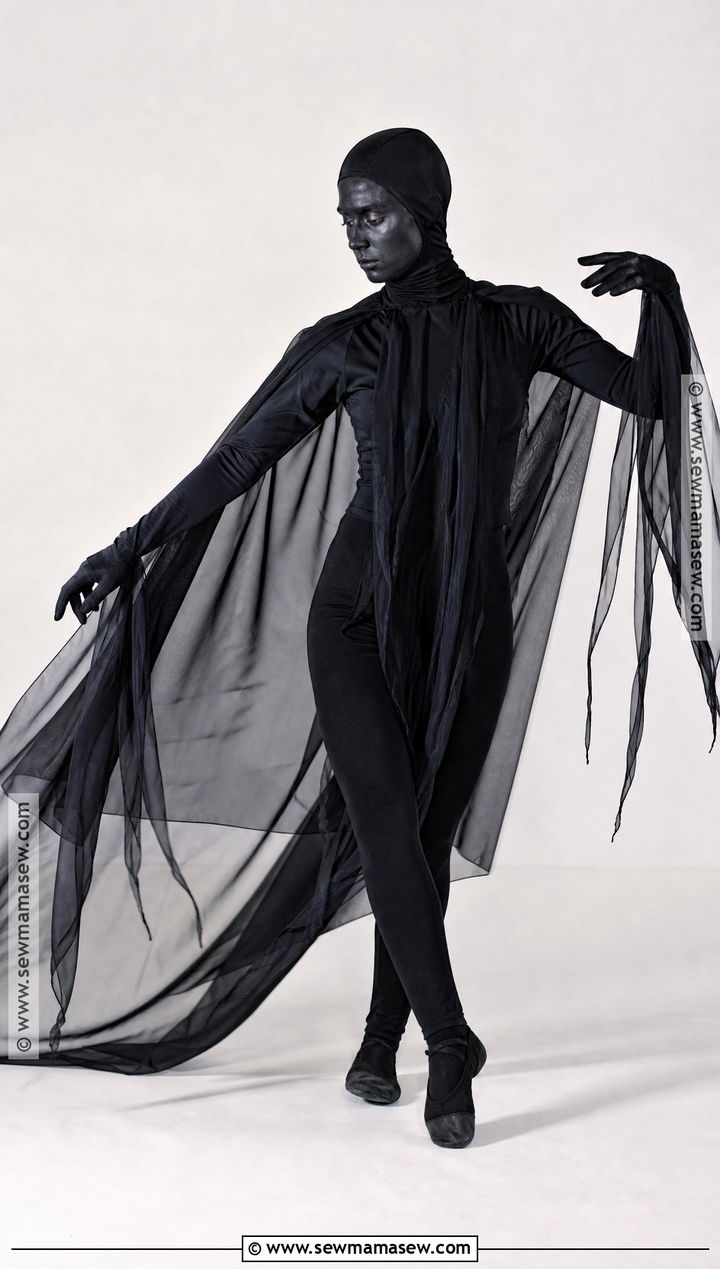 Living Shadow Costume With Flowing Layers - 35 all black costume ideas