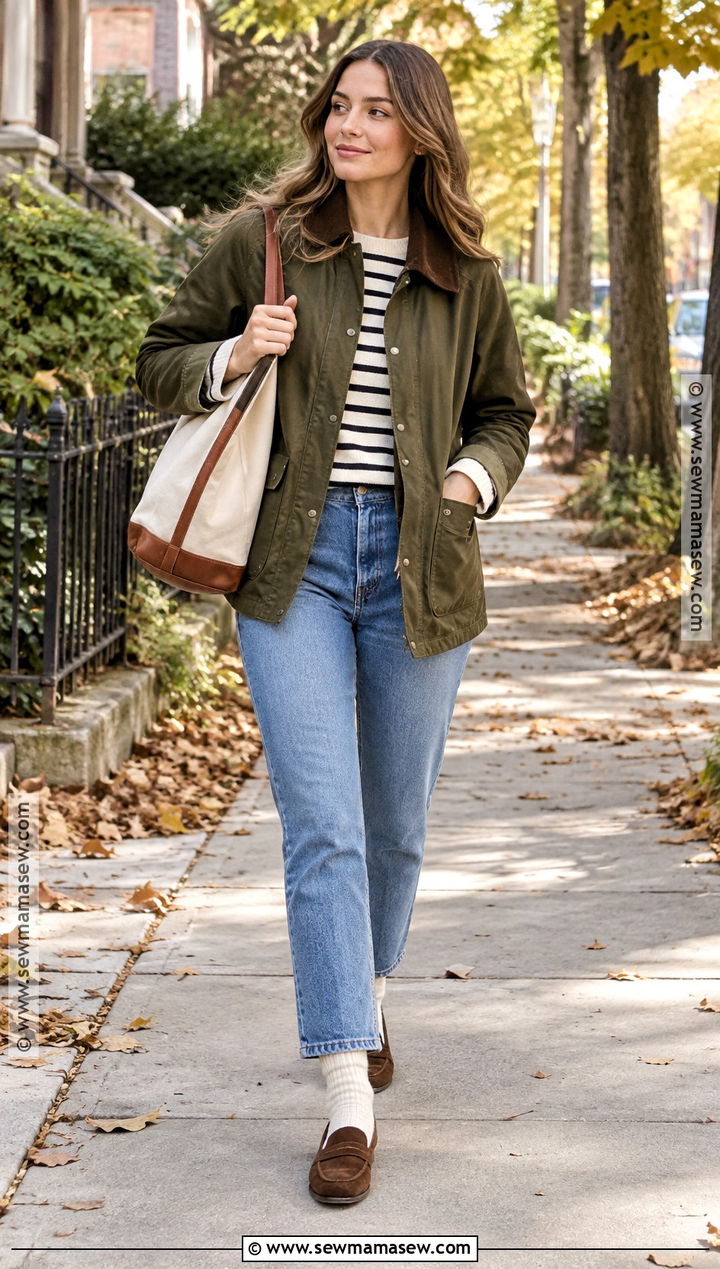 Loafers With Ankle Jeans and Barn Jacket - 20 fall loafers ideas