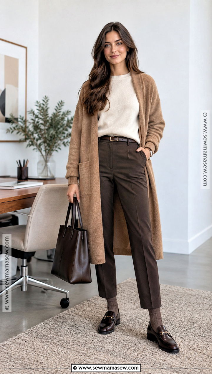 Loafers With Tailored Trousers and a Cardigan - 15 womens shoes for fall