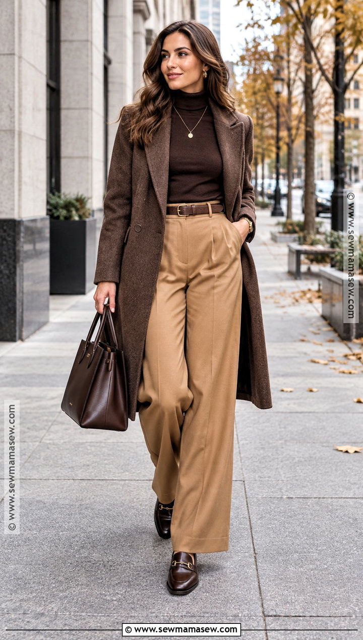 Loafers With Wide Leg Trousers And A Turtleneck - 20 loafers autumn outfit ideas