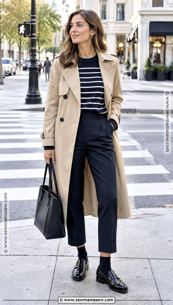 Loafers With a Trench Coat and Cropped Pants - 15 Fall Loafers Outfit Ideas 2026