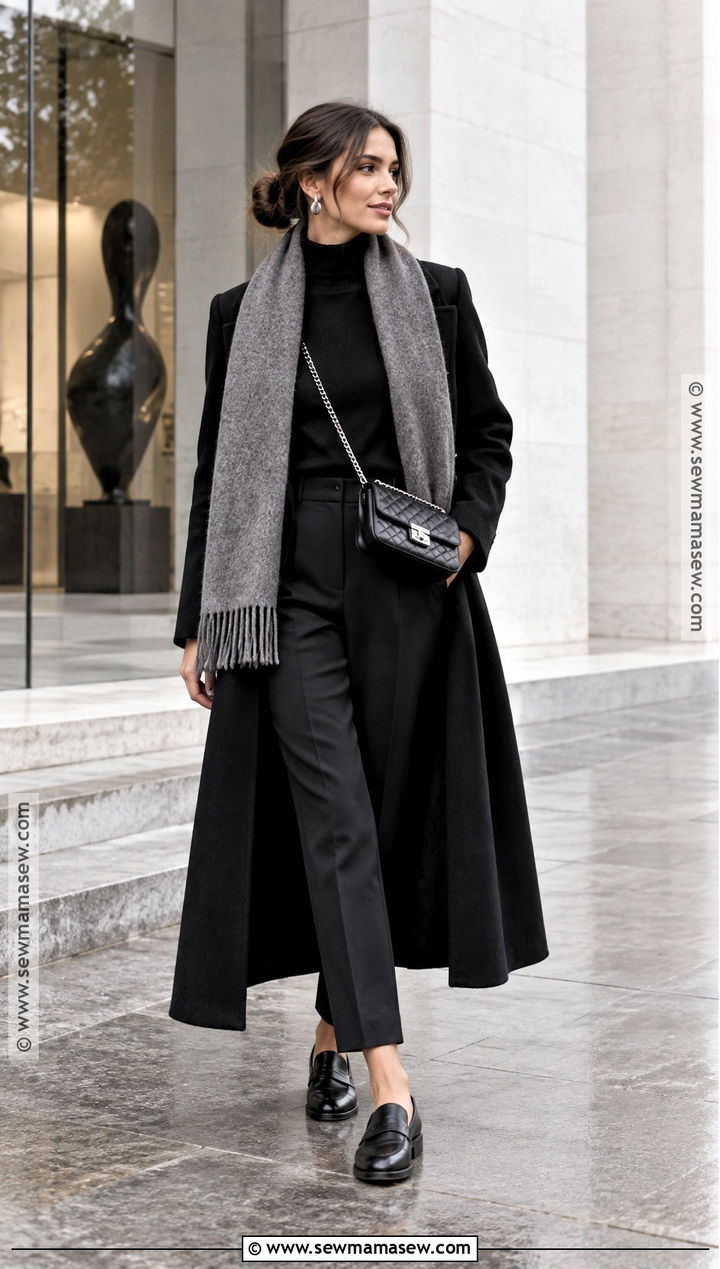 London Autumn Monochrome Black Outfit - 15 London Day Out Outfit Autumn Ideas