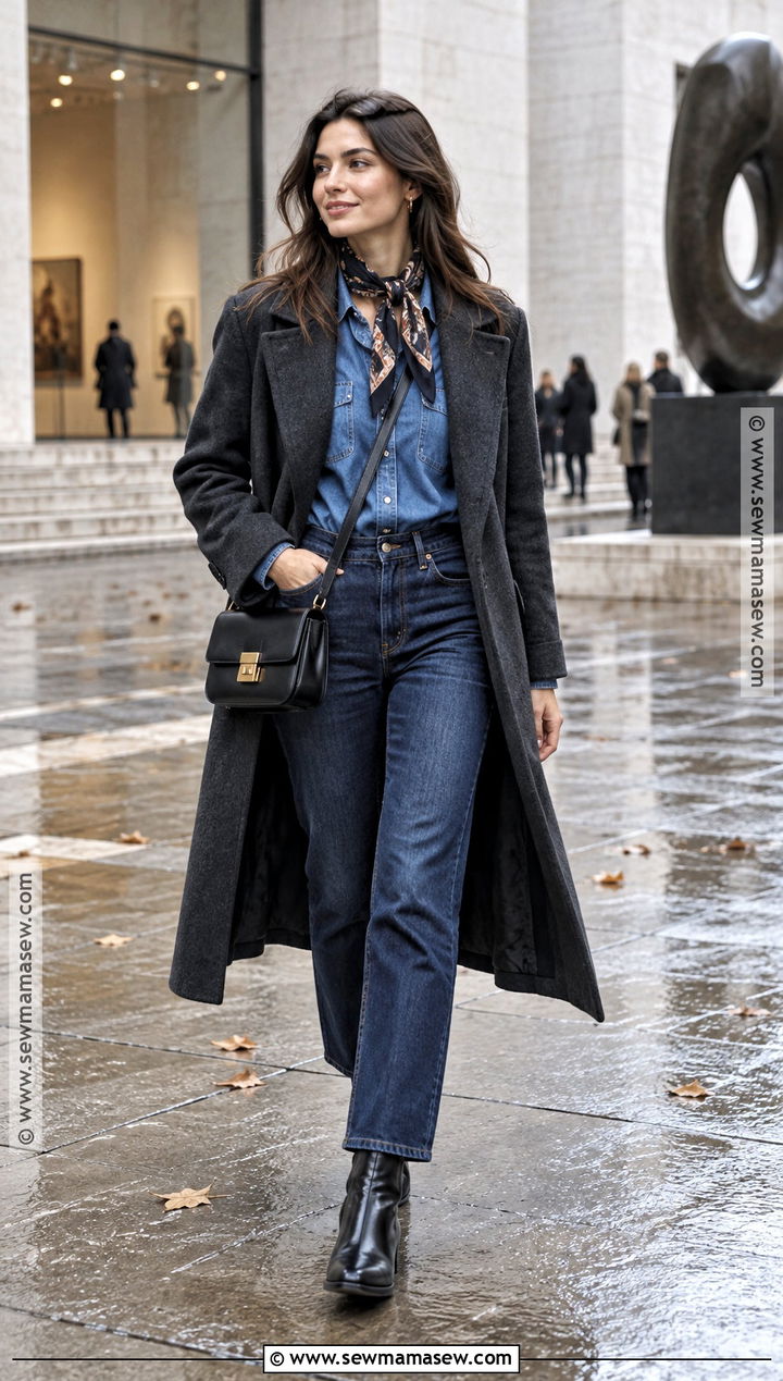 London Double Denim and Wool Coat Outfit - 20 London In November Outfits