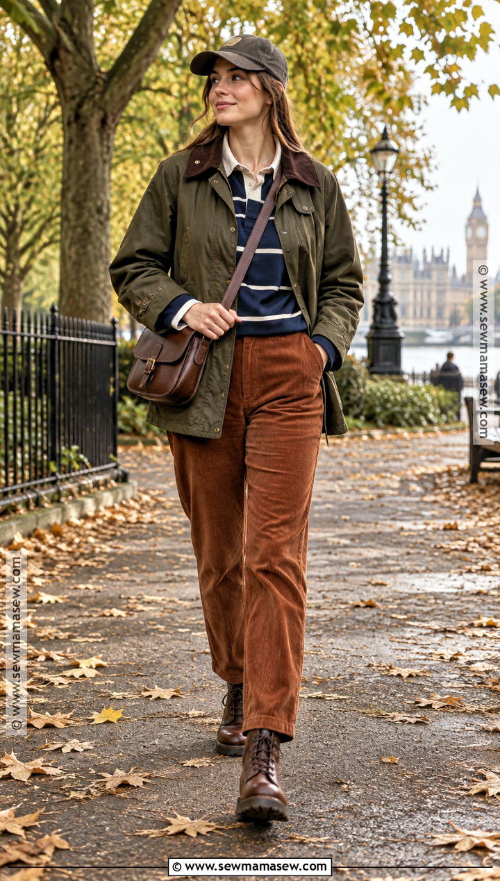 London Fall Barn Jacket And Corduroy Pants Outfit - 15 Outfits For London Fall