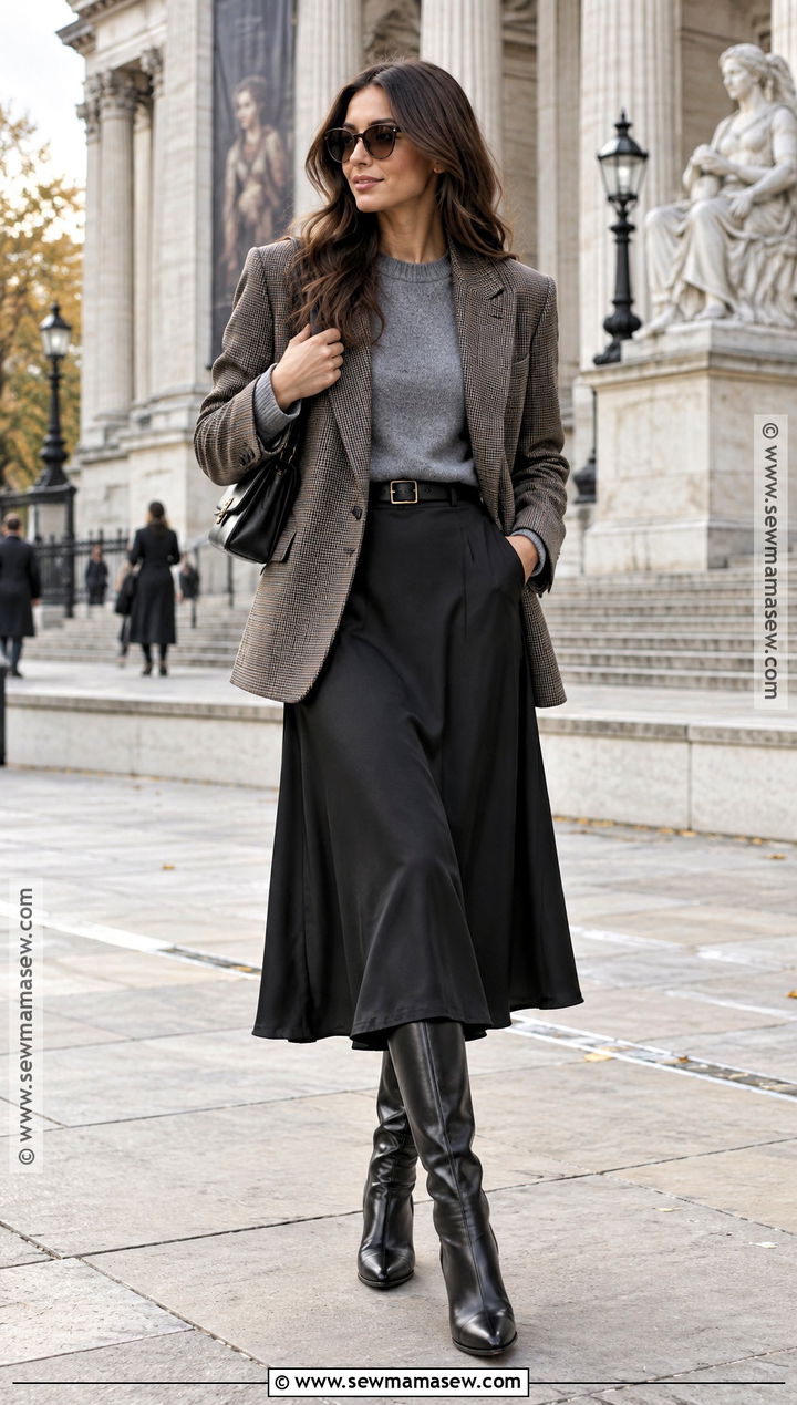 London Fall Blazer And Midi Skirt Outfit - 15 Outfits For London Fall