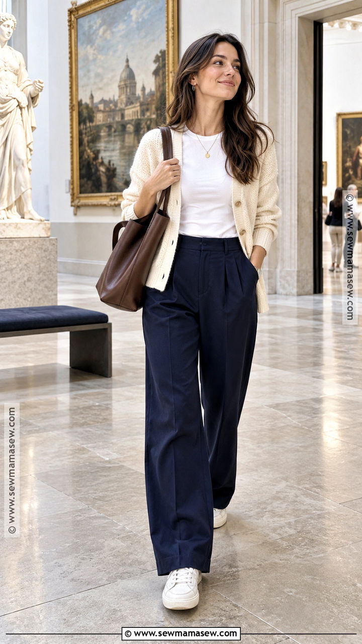 London Fall Cardigan And Wide Leg Trousers Outfit - 20 London Fall Outfits Travel
