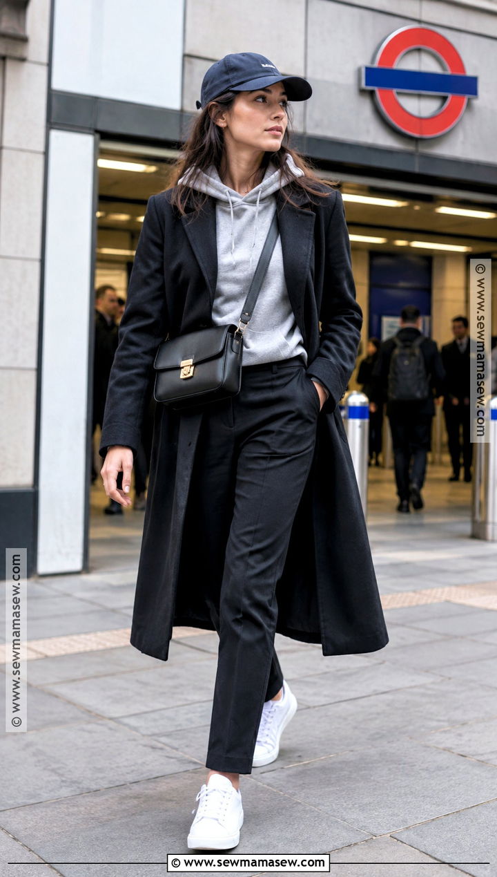 London Fall Hoodie And Tailored Coat Outfit - 15 Outfits For London Fall