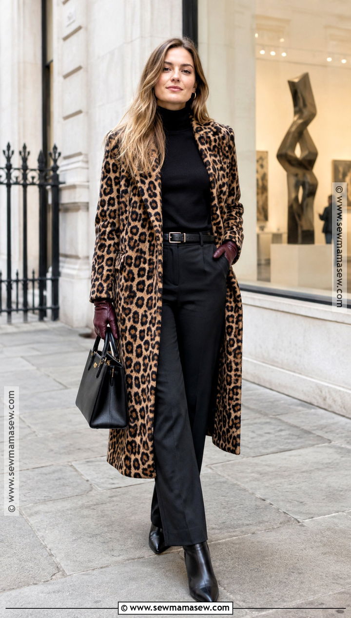 London Fall Leopard Coat And Black Trouser Outfit - 15 Outfits For London Fall