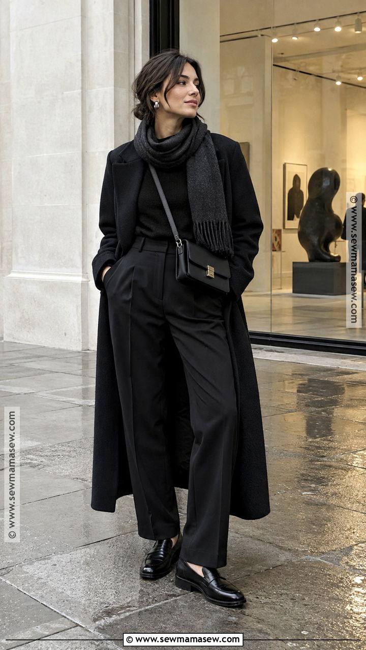London Fall Monochrome Black Outfit - 20 London Fall Outfits Travel