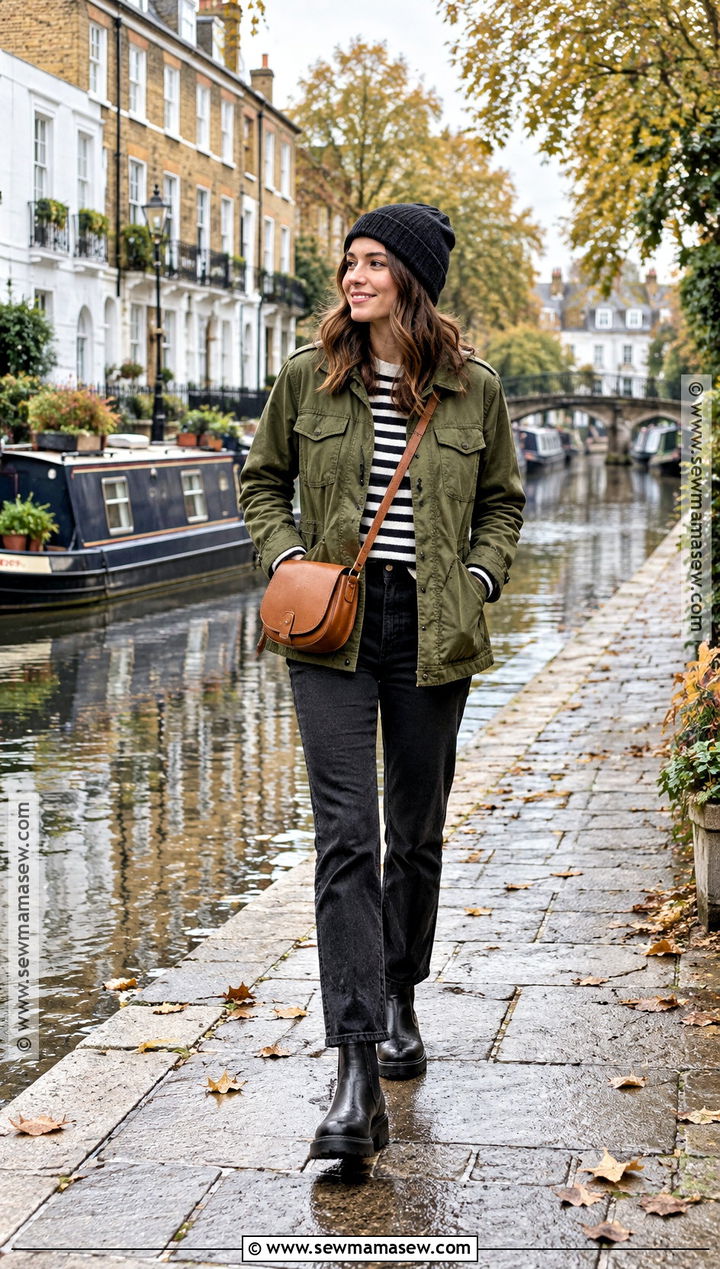 London Fall Outfit With Utility Jacket and Black Jeans - 15 london england outfits fall
