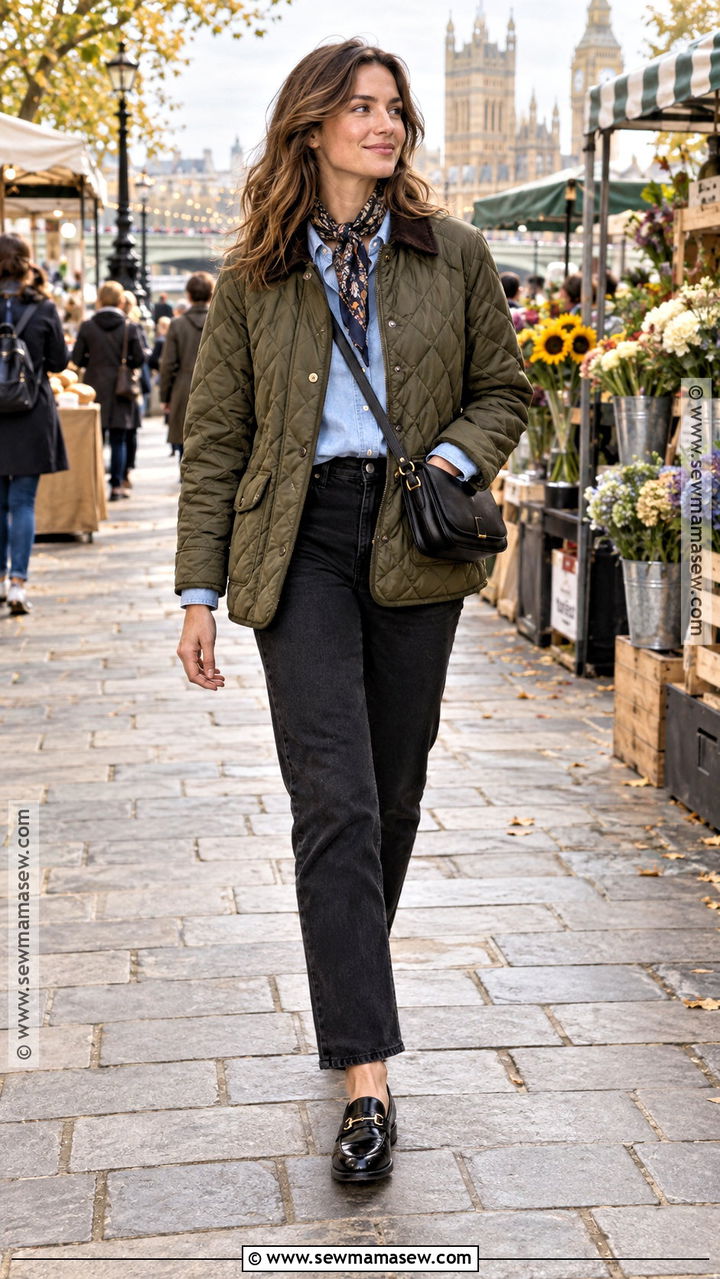 London Fall Quilted Jacket And Black Jeans Outfit - 20 London Fall Outfits Travel