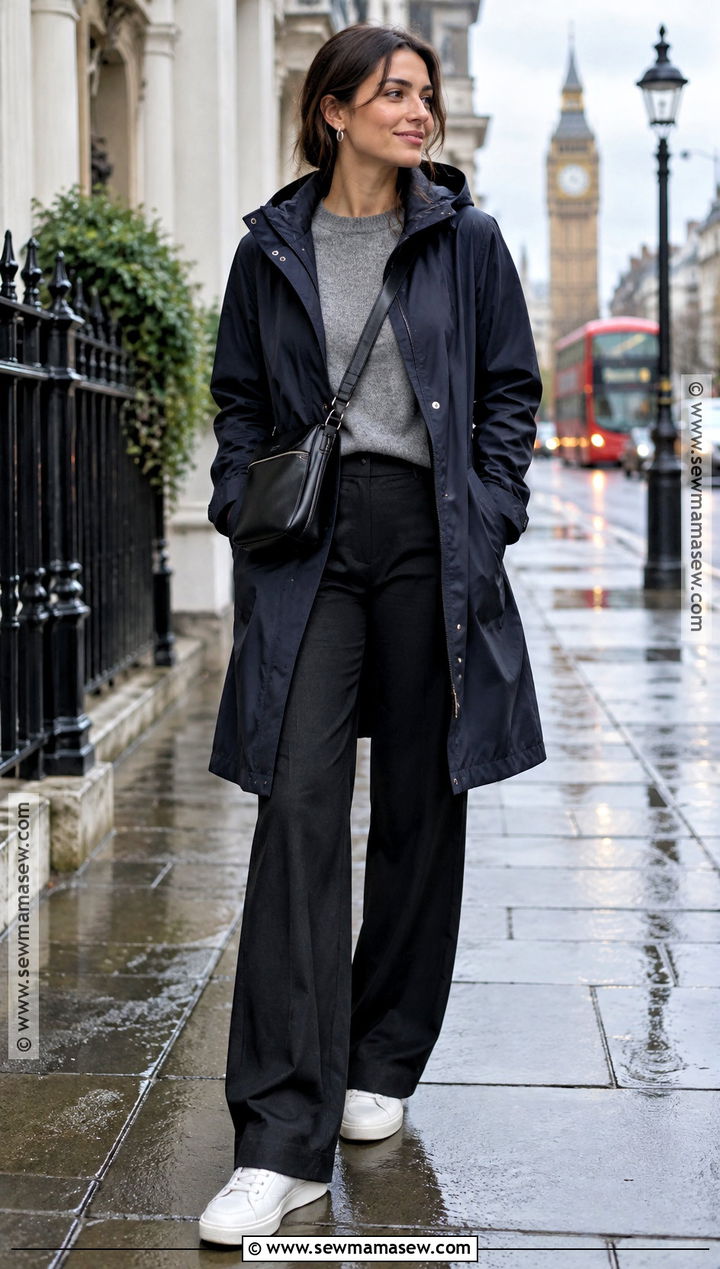 London Fall Raincoat And Wide Leg Trousers Outfit - 15 London Vacation Outfits Fall